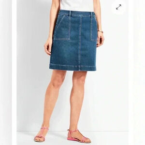 - Talibots  A line denim Blue Jean Skirt side zip